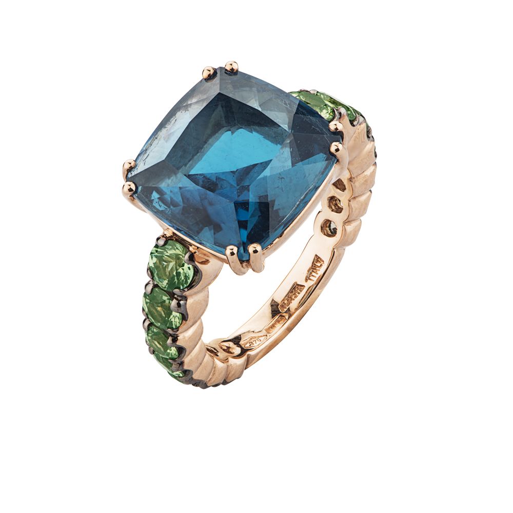 ring londen blue topaas london topaz groene green saffier saphire
