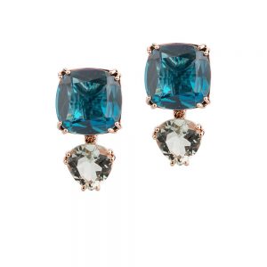 oorbellen Anemoni earring londen blue topaas london topaz groene green saffier saphire parel gent belgium