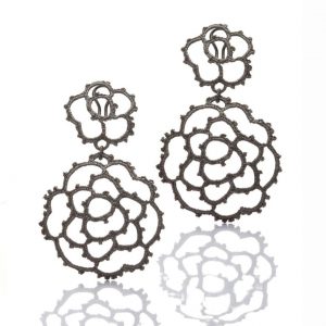 silver black rhodium statement earrings