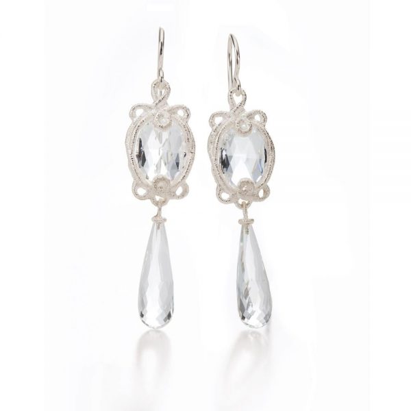 elegant elegante oorbellen bergkristal silver zilver parel gent