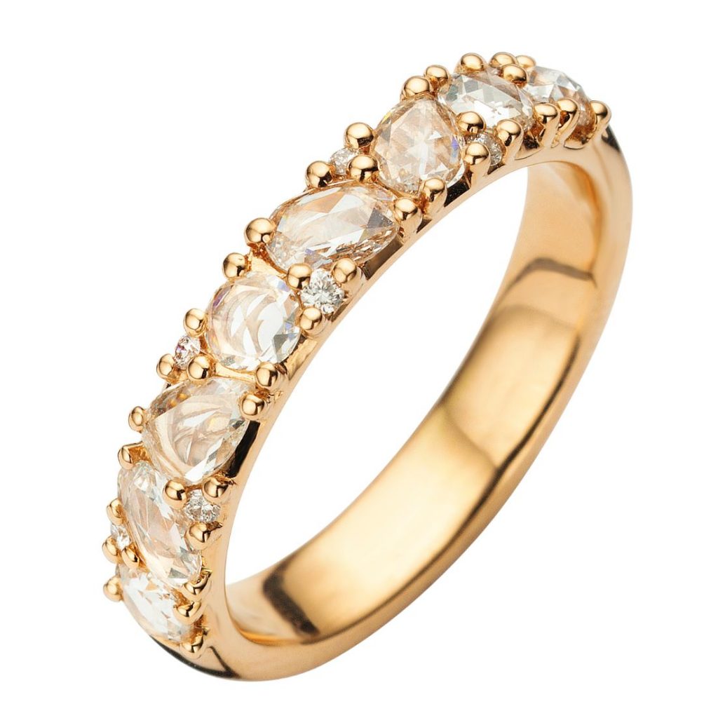 ring diamant roosgeslepen geelgoud parel gent