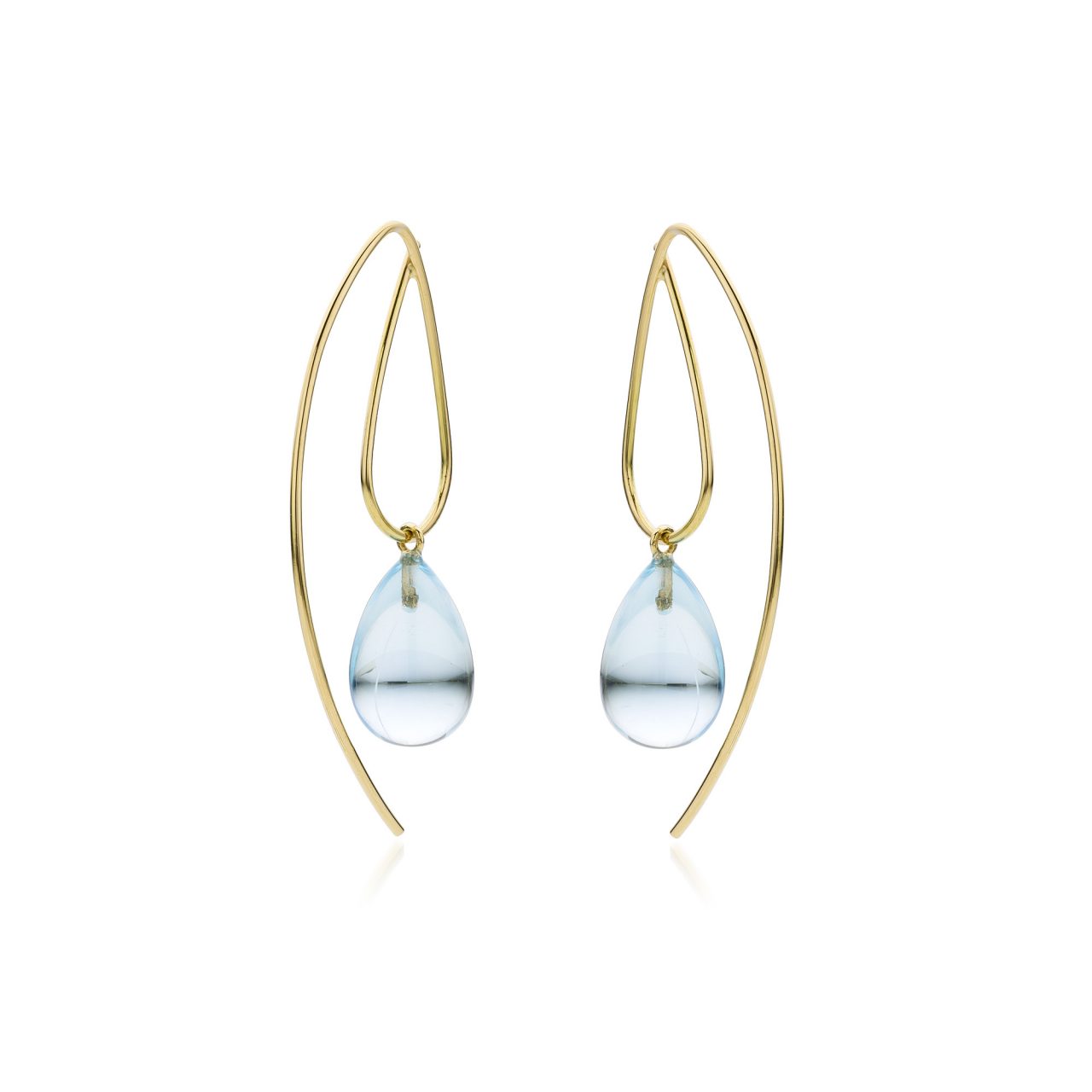 Oorbellen Amelie blue topaas geelgoud blauw kleursteen oorringen parel gent juwelen kopen online