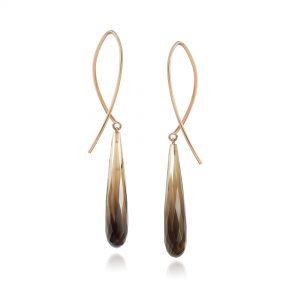Oorbellen Charlie rookkwarts roosgoud smokeyquartz facet roosgoud rosé parel gent
