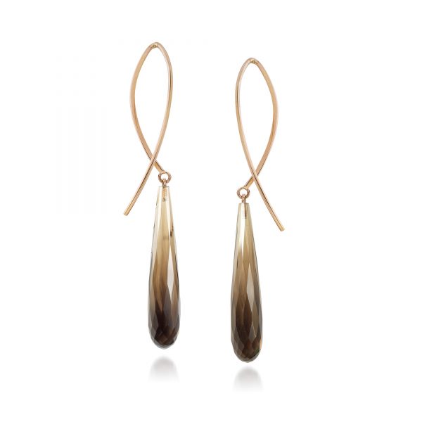 Oorbellen Charlie rookkwarts roosgoud smokeyquartz facet roosgoud rosé parel gent