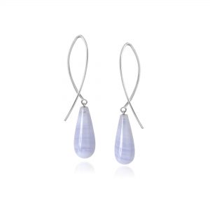 Oorbellen Charlie chalcedoon witgoud whitegold chalcedony