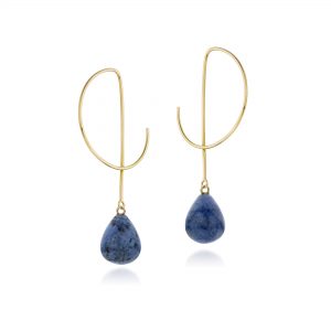 Oorbellen Laura dumorturiet geelgoud creolen blauw edelstenen