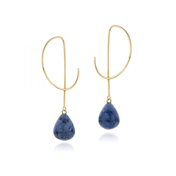 Oorbellen Laura dumorturiet geelgoud creolen blauw edelstenen