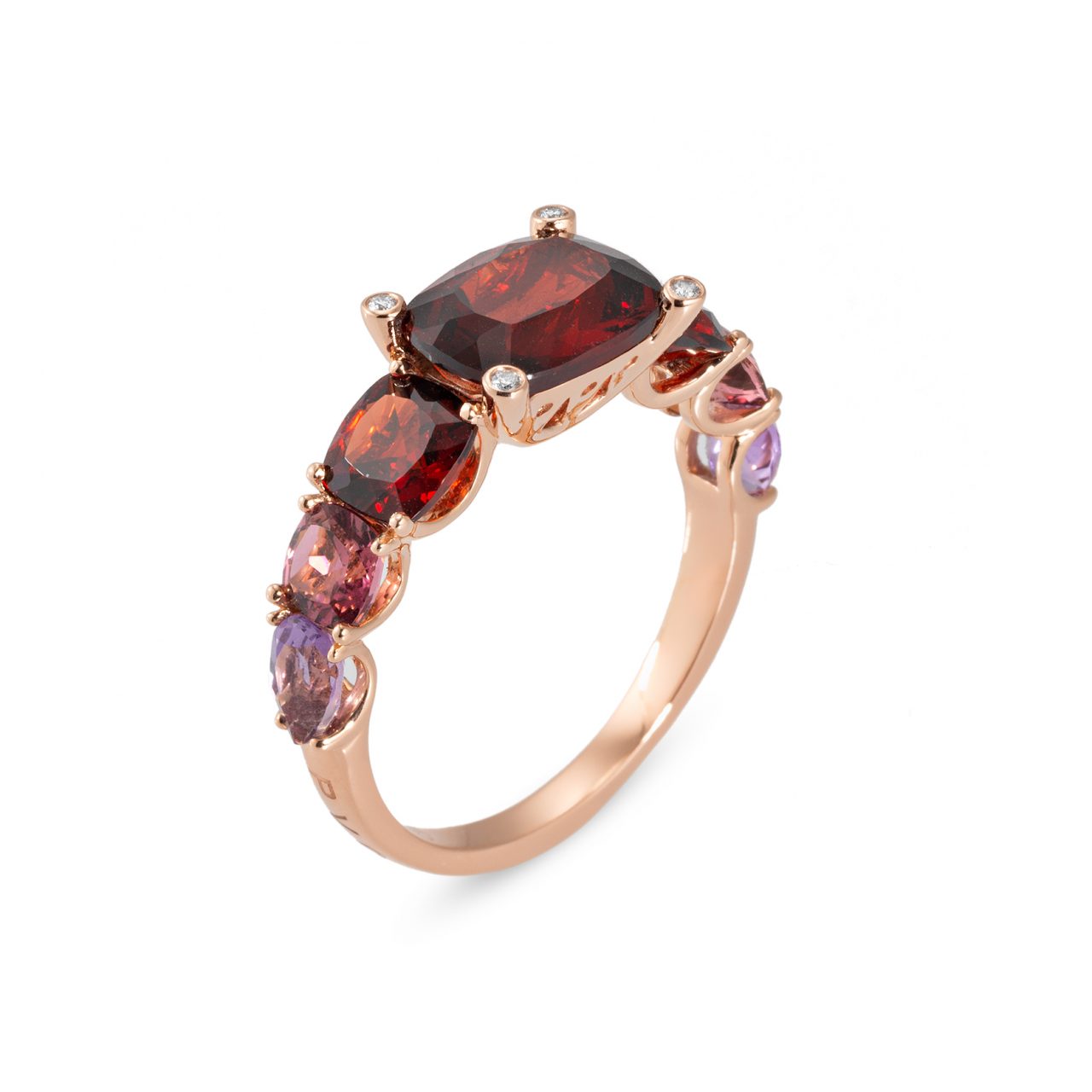 Granaat roosgouden ring