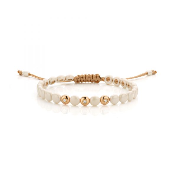 Armband keramiek ivoor ivoorkleurig keramiek armbandje roosgoud diamant diamantjes maison de greef