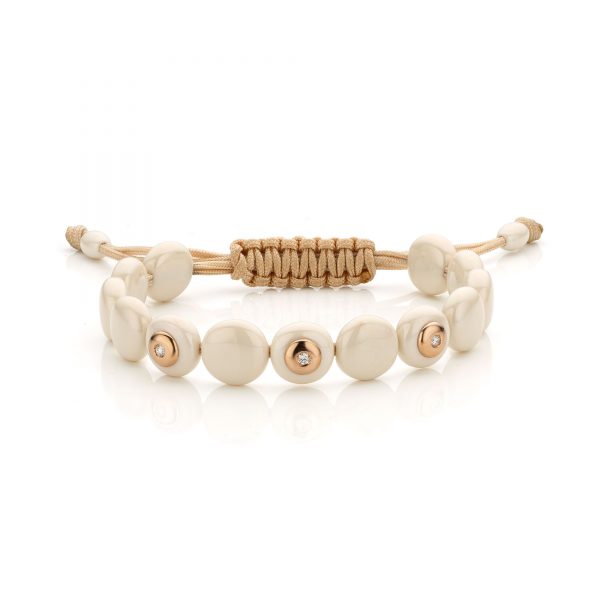 Armband Keramiek Ivoor Diamant armbandje met diamanten en roosgoud ivoor kopen