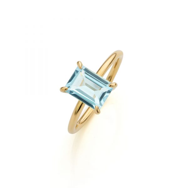 Ring blue topaas handgemaakt goudsmid gent