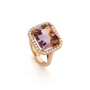 Ring Ametrine diamant diamanten roosgoud juweelopmaat goudsmid gent
