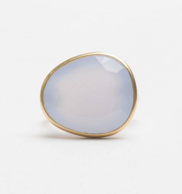 ring chalcedoon melkblauw