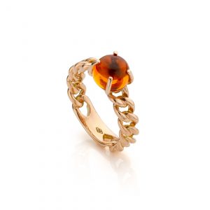 ring citrien citrine cognaccitrine roosgoud cabochon edelsteen