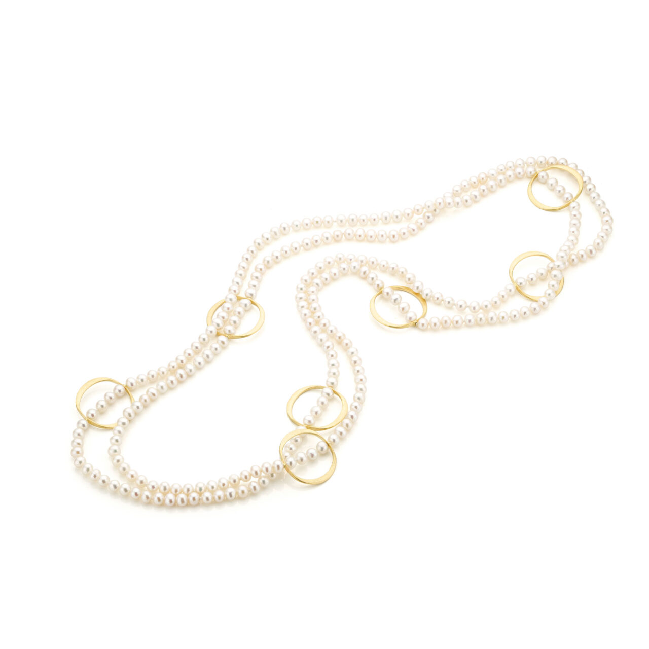 Collier Saturnus witte parels goud