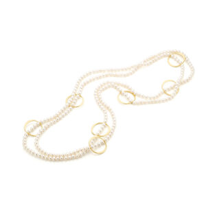 Collier Saturnus witte parels goud