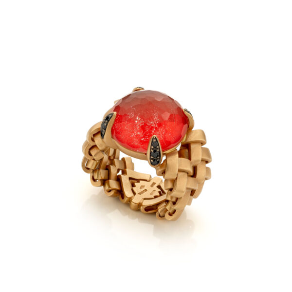 Carneool Alasia ring diamant roosgoud Italian style