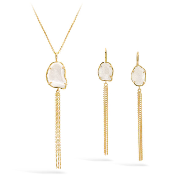 Jewelry white Geode jewellery earring necklace