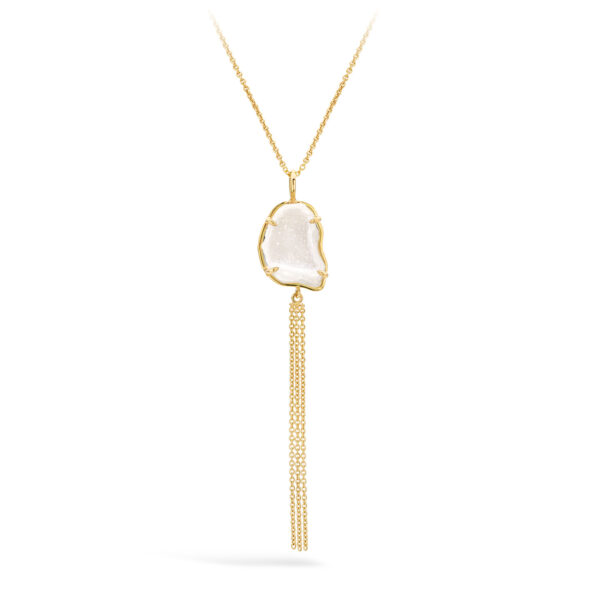 Halsketting Hanger Necklace geode wit white