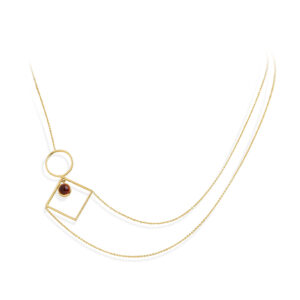 Collier halsketting Necklace Granaat Garnet Parel Gent