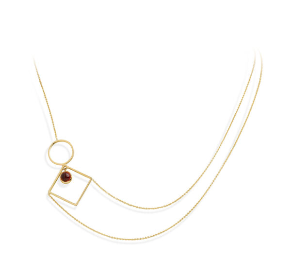 Collier halsketting Necklace Granaat Garnet Parel Gent