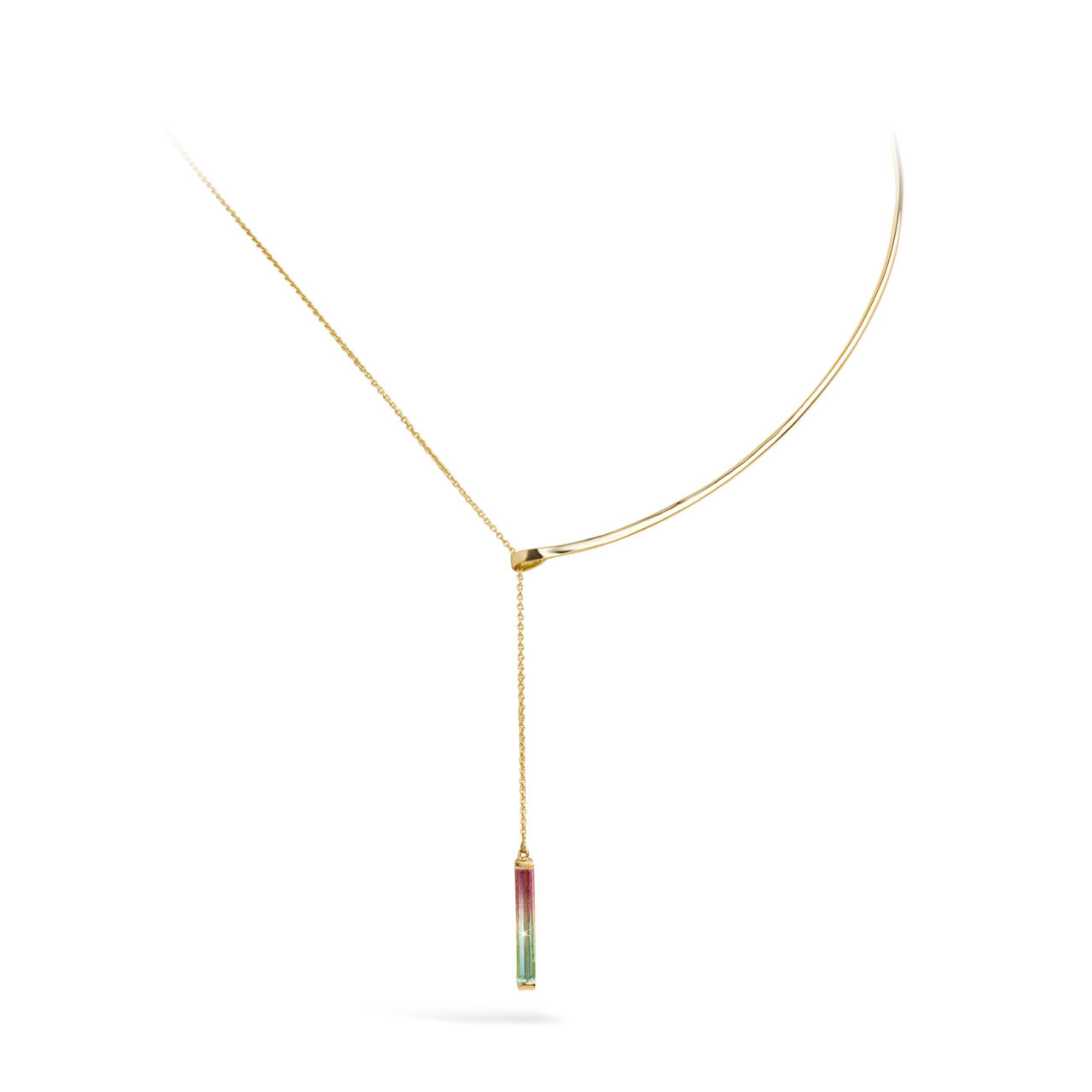 Halsketting collier met Bicolor Watermelon Tourmaline