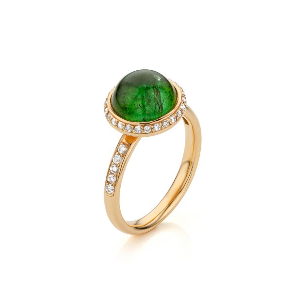 Ring Green Torumaline diamantjes 0.31 carat karaat