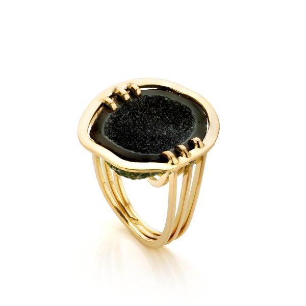 Ring Black Geode zwart goldsmith goudsmid gent juwelen jewelrystore jewelrydesign exclusive