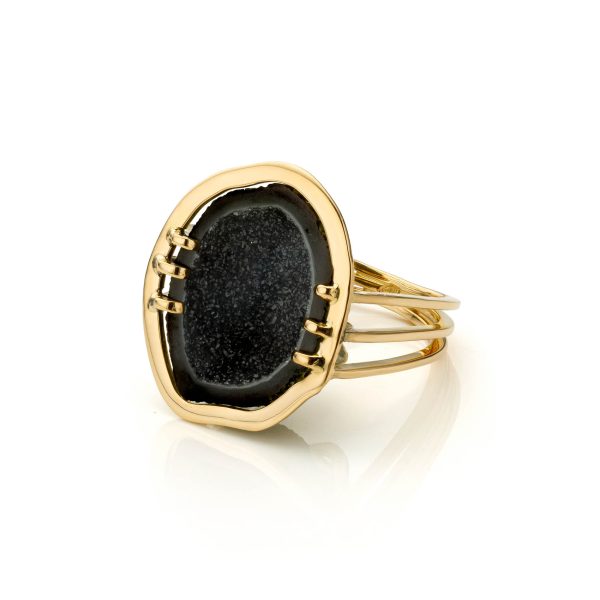 Ring Black Geode zwart goldsmith goudsmid gent juwelen jewelrystore