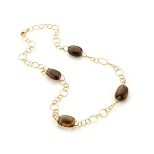 Collier Rookkwarts Smokey Quartz geelgoud chain jewelry