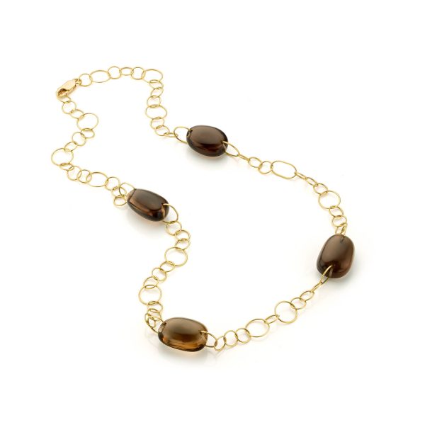 Collier Rookkwarts Smokey Quartz geelgoud chain jewelry