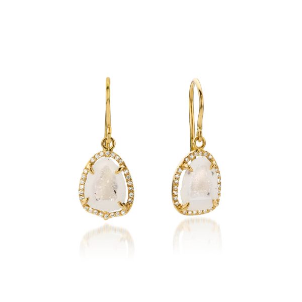 Oorbellen geode wit diamant diamantjes exclusive earrings