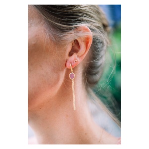 Oorbellen Roze Saffier roos sapphire earrings handmade goldsmith parel gent oorhaken